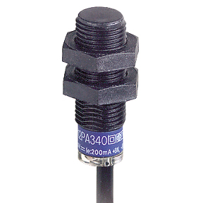 TES Electric Inductive Proximity Plastic Barrel Sensor; 12mm; Non-Embeddable; 12-24VDC; NC; PNP; 2m Potted Cable